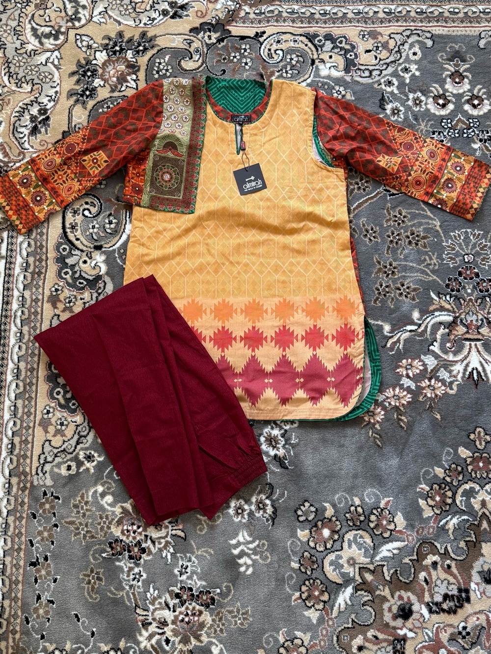 Women Bassant Indian Desi 3 Piece Outfit